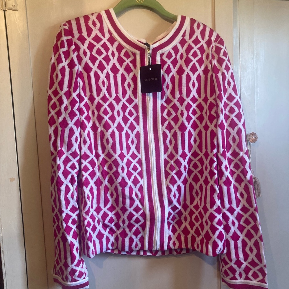 St John knit zip front jacket